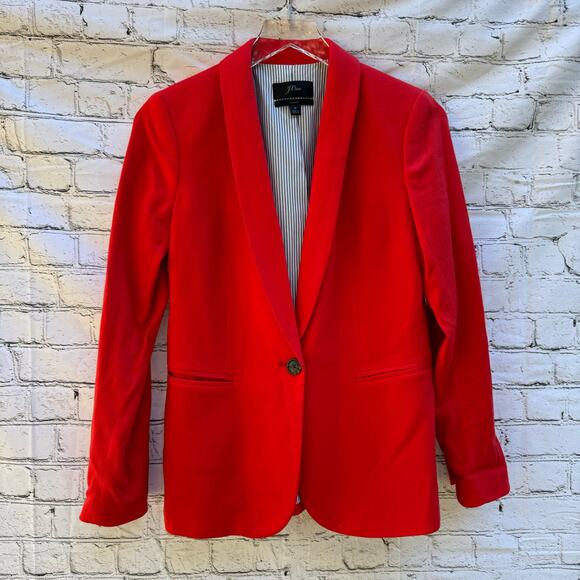 J. Crew Blazer Parke Red 98% Wool Flannel Size 2 Classic Work Academia Office - Picture 1 of 8